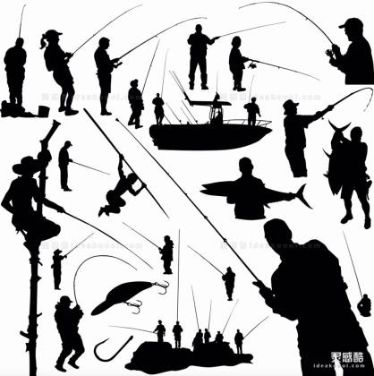钓鱼人物剪影丨