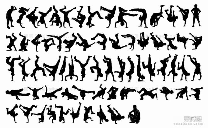 街舞人物剪影丨
