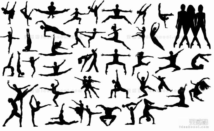 舞蹈跳跃 芭蕾舞 现代舞人物剪影丨