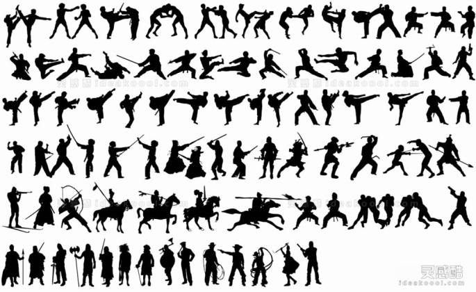 武术战斗 跆拳道 散打拳击 骑马 射箭人物剪影丨