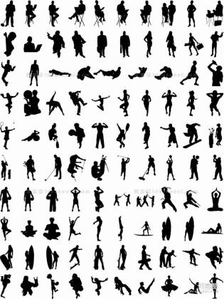 坐姿 上班族 白领 运动 体育 武术 瑜伽 舞蹈 健美 高尔夫 喝饮料 挥杆 拳击 拉拉队人物剪影丨