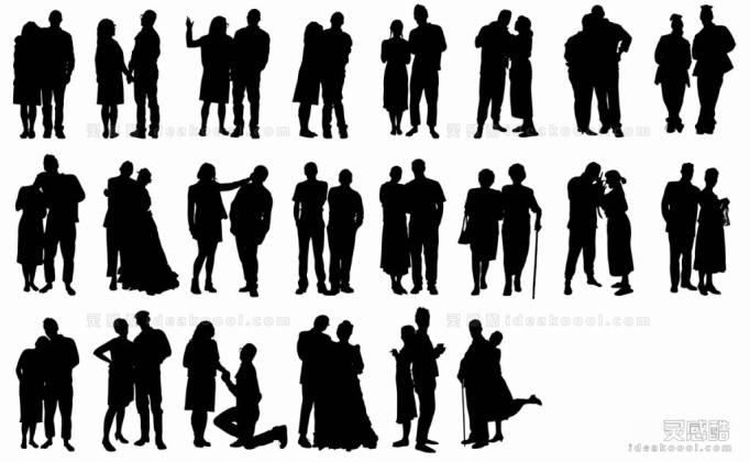 情侣 夫妻人物剪影丨