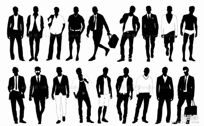时尚休闲人物剪影丨