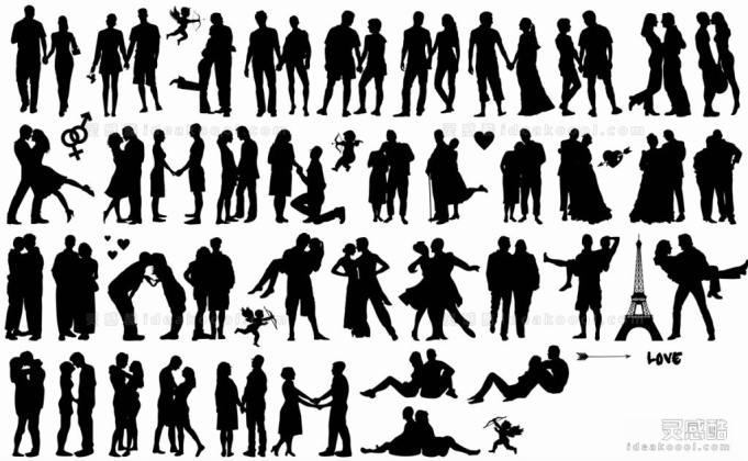 情侣 夫妻 结婚 爱情求婚人物剪影丨