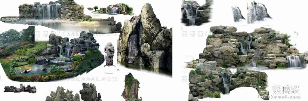 假山石头配景丨