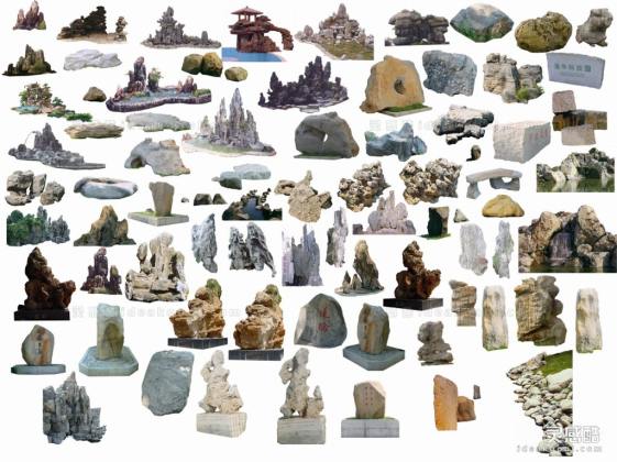 假山石头配景丨