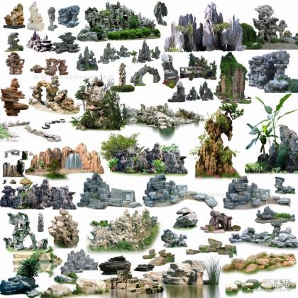 假山石头配景丨