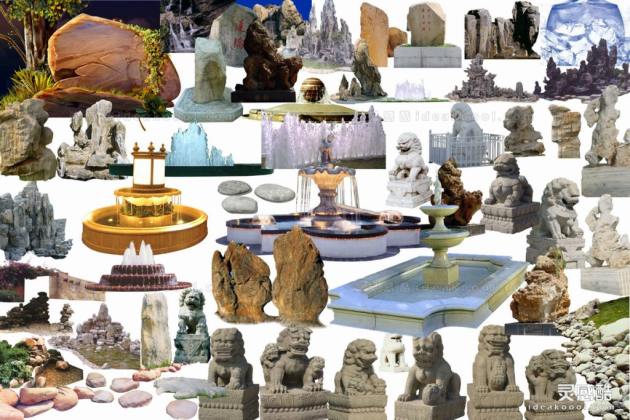 假山石头配景丨