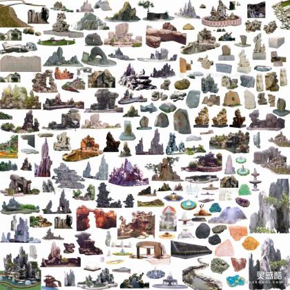 假山石头配景丨