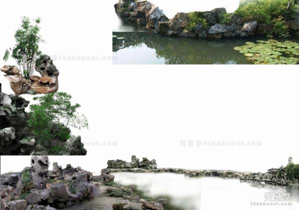 假山石头配景丨