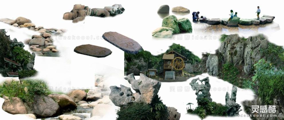 假山石头配景丨