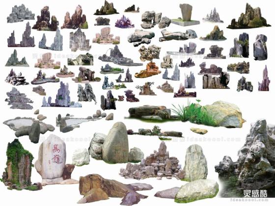 假山石头配景丨