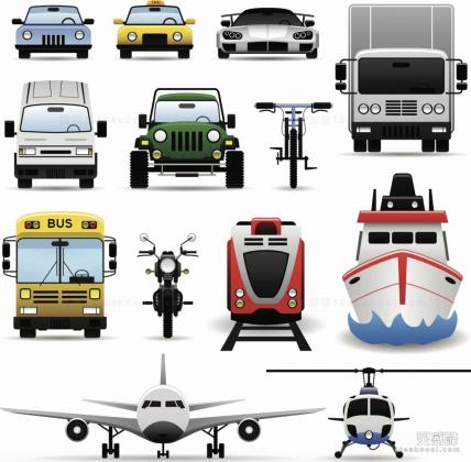 汽车货车火车轮船飞机正面丨