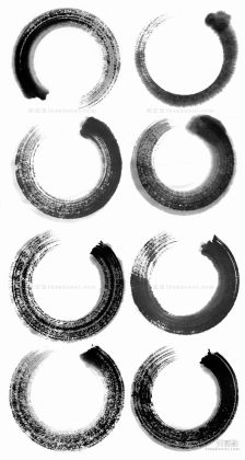 中国风水墨墨迹圆环丨