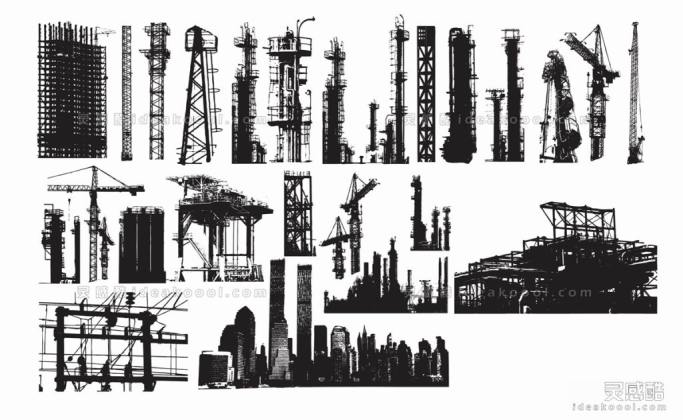 建筑塔吊剪影丨