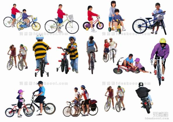 休闲人物贴图 儿童小孩 骑自行车丨