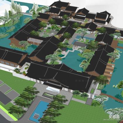 中式度假酒店景观 酒店建筑丨