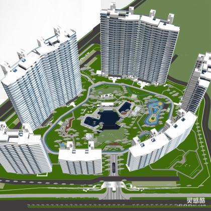 住宅景观大区景观 高层住宅建筑丨